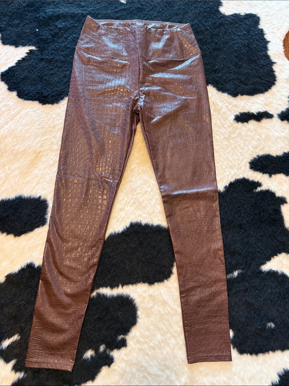 7 For All Mankind Faux Croc Jeggings - Brown